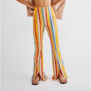Free People- Striped Split Flares NWOT-XS
